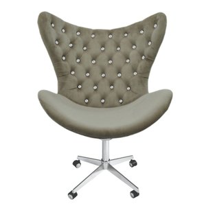 Poltrona Egg Slim Marrom Claro Brilho Base Giratória com Rodinhas