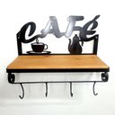 Ver imagem 1 de Prateleira cantinho do café suporte para xícaras e condimentos armário de cozinha aberto de parede f