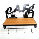 Ver imagem 4 de Prateleira cantinho do café suporte para xícaras e condimentos armário de cozinha aberto de parede f