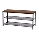 Ver imagem 1 de Banco Sapateira Grande 1m Hall de Entrada Design Industrial Preto/Marrom