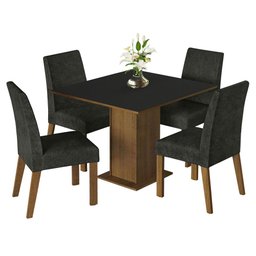 Conjunto Sala de Jantar Mesa Tampo de Madeira 4 Cadeiras Talita Madesa - 2