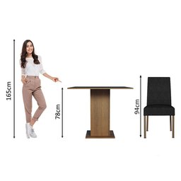 Conjunto Sala de Jantar Mesa Tampo de Madeira 4 Cadeiras Talita Madesa - 4
