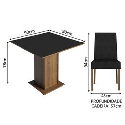 Conjunto Sala de Jantar Mesa Tampo de Madeira 4 Cadeiras Talita Madesa - 3