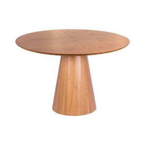 Mesa de Jantar Cone Redonda 107 Cm - Lâmina de Madeira Cinamomo