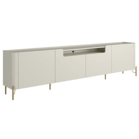 Rack para Sala de Estar Tv 75 Pol 4 Portas Pés Industrial Dourado Alef I03 Luna - Lyam Decor