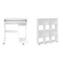 Ver imagem 2 de Conjunto 2 Peças com Escrivaninha para Computador e Estante para Livros 10 Nichos Branco