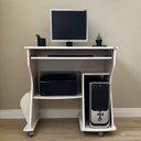 Ver imagem 7 de Conjunto 2 Peças com Escrivaninha para Computador e Estante para Livros 10 Nichos Branco