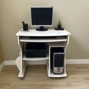 Ver mais imagens de Conjunto 2 Peças com Escrivaninha para Computador e Estante para Livros 10 Nichos Branco