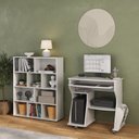 Ver imagem 1 de Conjunto 2 Peças com Escrivaninha para Computador e Estante para Livros 10 Nichos Branco
