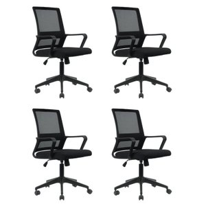 Kit 4 Escritorio Diretor Giratória Tela Mesh com Relax Tokyo