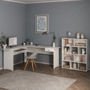 Ver imagem 1 de Conjunto 2 Peças com Escrivaninha em L com Uma Gaveta e Estante 10 Nichos Branco 100% MDF