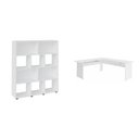 Ver imagem 2 de Conjunto 2 Peças com Escrivaninha em L com Uma Gaveta e Estante 10 Nichos Branco 100% MDF