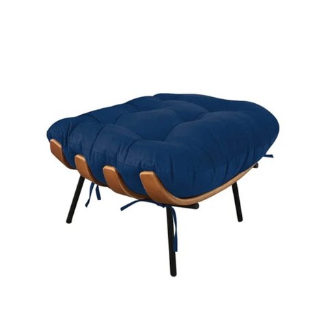 Puff Costela Suede Azul Marinho - Vallisa Decor