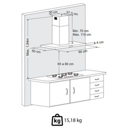 Coifa de Parede Fischer Infinity 90cm com Touch Screen 220v Branco Vidro Temperado 19902(22552) - 3