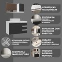 Ver imagem 7 de Conjunto Gabinete Banheiro Completo Prisma 80cm Branco / Preto com Tampo de Vidro
