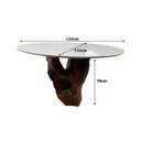 Ver imagem 3 de Mesa Jantar Redonda 135cm Base de Raiz Natural com Tampo Vidro Cor:Off White e Raiz Natural