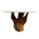 Ver imagem 4 de Mesa Jantar Redonda 135cm Base de Raiz Natural com Tampo Vidro Cor:Off White e Raiz Natural