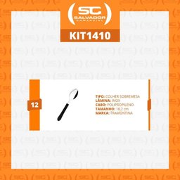 Kit - 12 Colheres de Sobremesa Leme com Lâmina em Aço Inox Cabo Preto Cspbag - Tramontina - 3