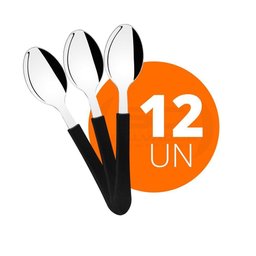 Kit - 12 Colheres de Sobremesa Leme com Lâmina em Aço Inox Cabo Preto Cspbag - Tramontina - 2