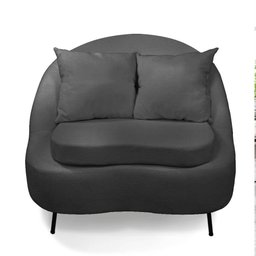 Poltrona Decorativa Orgânica Pé Ferro Pto Kit 2 Zaya Bouclê C05 - D'Rossi Cor Grafite - 2 Poltrona Decorativa Orgânica Pé Ferro Pto Kit 2 Zaya Bouclê C05 - D'Rossi Cor Grafite - 2