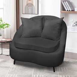 Poltrona Decorativa Orgânica Pé Ferro Pto Kit 2 Zaya Bouclê C05 - D'Rossi Cor Grafite - 6 Poltrona Decorativa Orgânica Pé Ferro Pto Kit 2 Zaya Bouclê C05 - D'Rossi Cor Grafite - 6