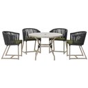 Ver imagem 1 de Mesa com 4 Cadeiras de Jantar Roma 100cm e Noronha em Aluminío Fendi Corda Nautica Estofado 13 Trama