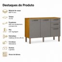 Ver imagem 7 de Balcão de Cozinha Mila 3 Portas 2 Gavetas com Tampo Cinamomo/Cinza Espresso Móveis