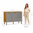 Ver imagem 6 de Balcão de Cozinha Mila 3 Portas 2 Gavetas com Tampo Cinamomo/Cinza Espresso Móveis