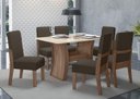 Ver imagem 2 de Conjunto Mesa Sala Jantar 6 Cadeiras 1,35m Eslovenia Amêndoa
