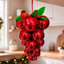 Ver imagem 1 de Enfeite de Árvore de Natal Cacho de Uva Bolas Vermelho Plástico Decoração 18cm 30cm