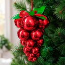 Ver imagem 3 de Enfeite de Árvore de Natal Cacho de Uva Bolas Vermelho Plástico Decoração 18cm 30cm