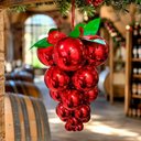 Ver imagem 5 de Enfeite de Árvore de Natal Cacho de Uva Bolas Vermelho Plástico Decoração 18cm 30cm