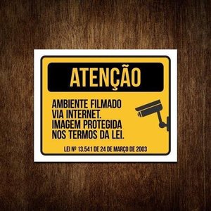Placa De Ambiente Monitorado Ambiente Filmado Internet 27X35