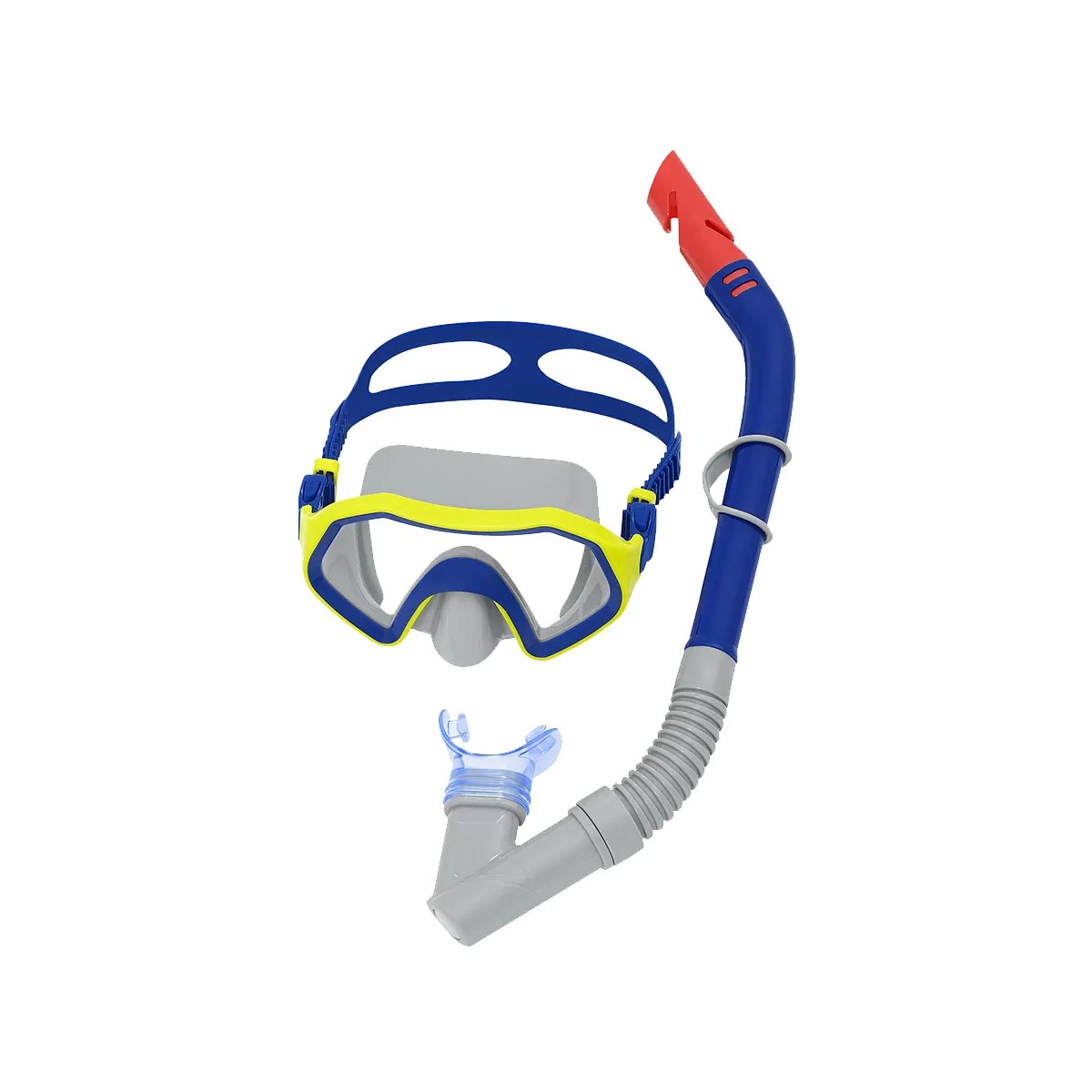 Kit de Mergulho Snorkel com Máscara Crusader Infantil:azul e Amarelo - 2