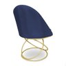 Cadeira Poltrona de Jantar Bela Suede Azul Marinho Base Metálica Luxo Dourado - Pallazio - 5
