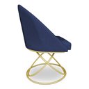 Ver imagem 4 de Cadeira Poltrona de Jantar Bela Suede Azul Marinho Base Metálica Luxo Dourado - Pallazio