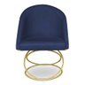 Cadeira Poltrona de Jantar Bela Suede Azul Marinho Base Metálica Luxo Dourado - Pallazio - 3