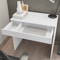 Mesa Escrivaninha Para Notebook Home Office Allexa 80cm com 01 Gaveta Branco - Desk Design - 3 Mesa Escrivaninha Para Notebook Home Office Allexa 80cm com 01 Gaveta Branco - Desk Design - 3