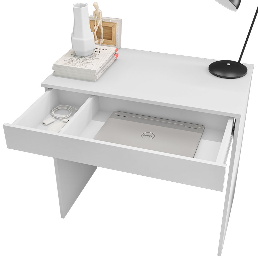 Mesa Escrivaninha Para Notebook Home Office Allexa 80cm com 01 Gaveta Branco - Desk Design - 5