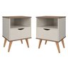Mesas de Cabeceira Kit C/ 2 Unidades Estilo Retrô Berlin: Off/canela - 1