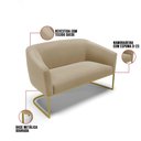 Ver imagem 3 de Sofá Namoradeira 2 Lugares Base Industrial Dourado Stella Suede D03 - D'Rossi Cor Marrom Rato