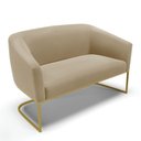 Ver imagem 1 de Sofá Namoradeira 2 Lugares Base Industrial Dourado Stella Suede D03 - D'Rossi Cor Marrom Rato