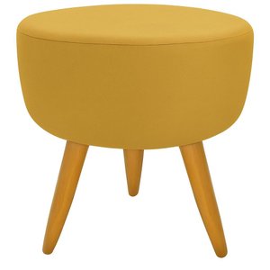 Banqueta Puff Decorativo Redondo Pé Palito Amarelo