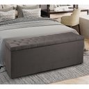 Ver imagem 2 de Calçadeira Recamier Baú Queen 1,60m Madrid Suede - Pallazio - Cinza
