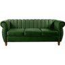 Sofá Chesterfield 3 Lugares Realeza Vintage Retrô Veludo Verde - 2