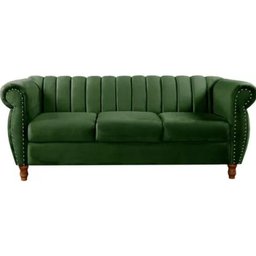 Sofá Chesterfield 3 Lugares Realeza Vintage Retrô Veludo Verde - 2 Sofá Chesterfield 3 Lugares Realeza Vintage Retrô Veludo Verde - 2