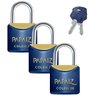 Cadeado Pequeno 20mm Haste Curta Latão Maciço Azul com Chave | Papaiz | Kit 03 Un - 1