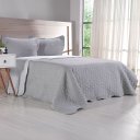 Ver imagem 1 de Kit Cobre Leito King Ultra Lisse Lisa New 100% Poliéster 250x270cm Cinza Urbano