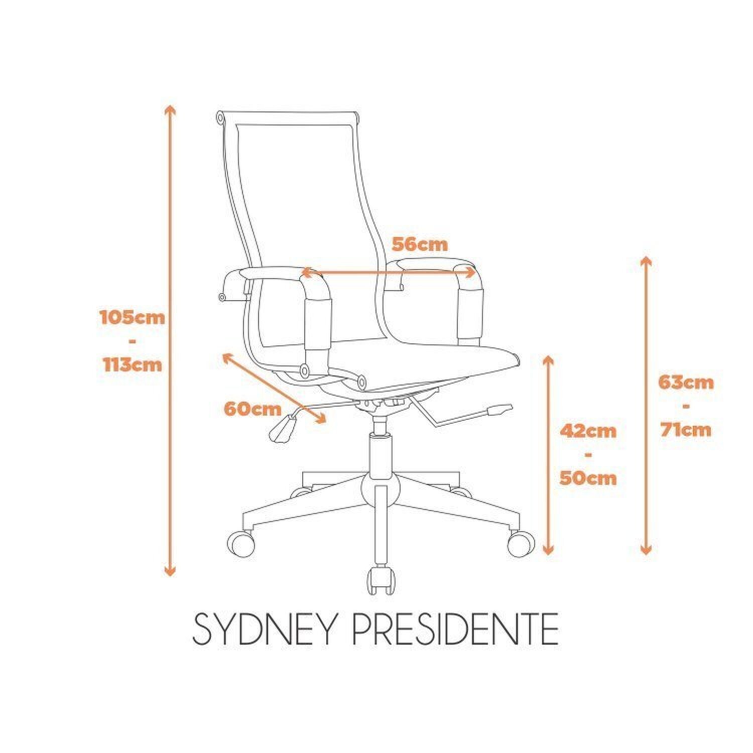 Kit 10 Cadeiras para Escritório Presidente Giratória Aço Cromado Sidney - 3