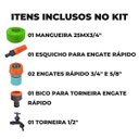 Ver imagem 2 de Mangueira Jardim 25m + Esguicho C/ Jato Regulável + Engate Rápido 3/4" e 5/8" + Bico Torneira Engate